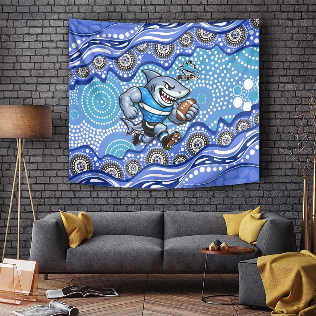 Cronulla Sutherland Sharks Tapestry Aboriginal Dot Pattern - Rugby Mascot Heritage Pride