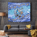 Cronulla Sutherland Sharks Tapestry Aboriginal Dot Pattern - Rugby Mascot Heritage Pride
