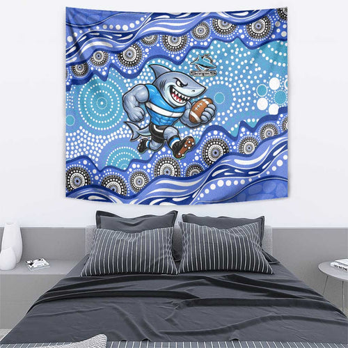 Cronulla Sutherland Sharks Tapestry Aboriginal Dot Pattern - Rugby Mascot Heritage Pride