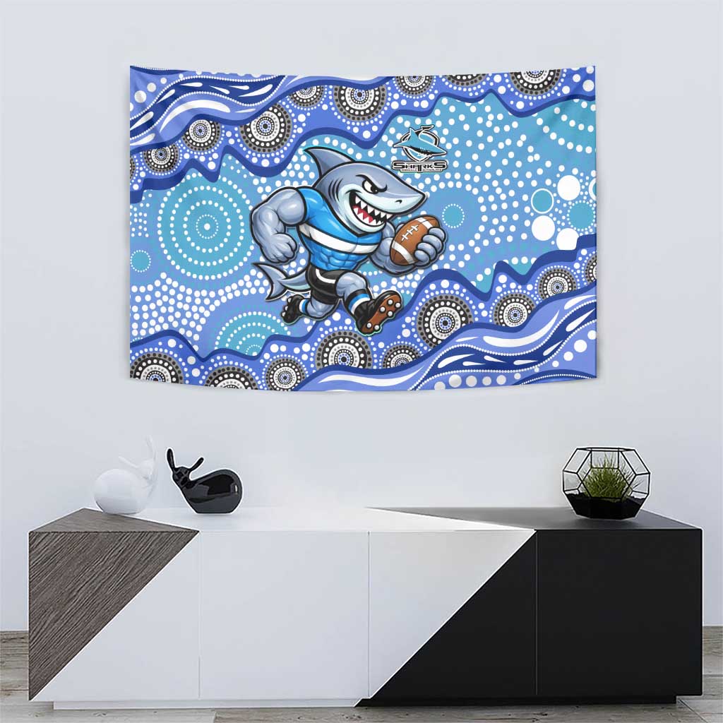 Cronulla Sutherland Sharks Tapestry Aboriginal Dot Pattern - Rugby Mascot Heritage Pride
