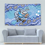 Cronulla Sutherland Sharks Tapestry Aboriginal Dot Pattern - Rugby Mascot Heritage Pride