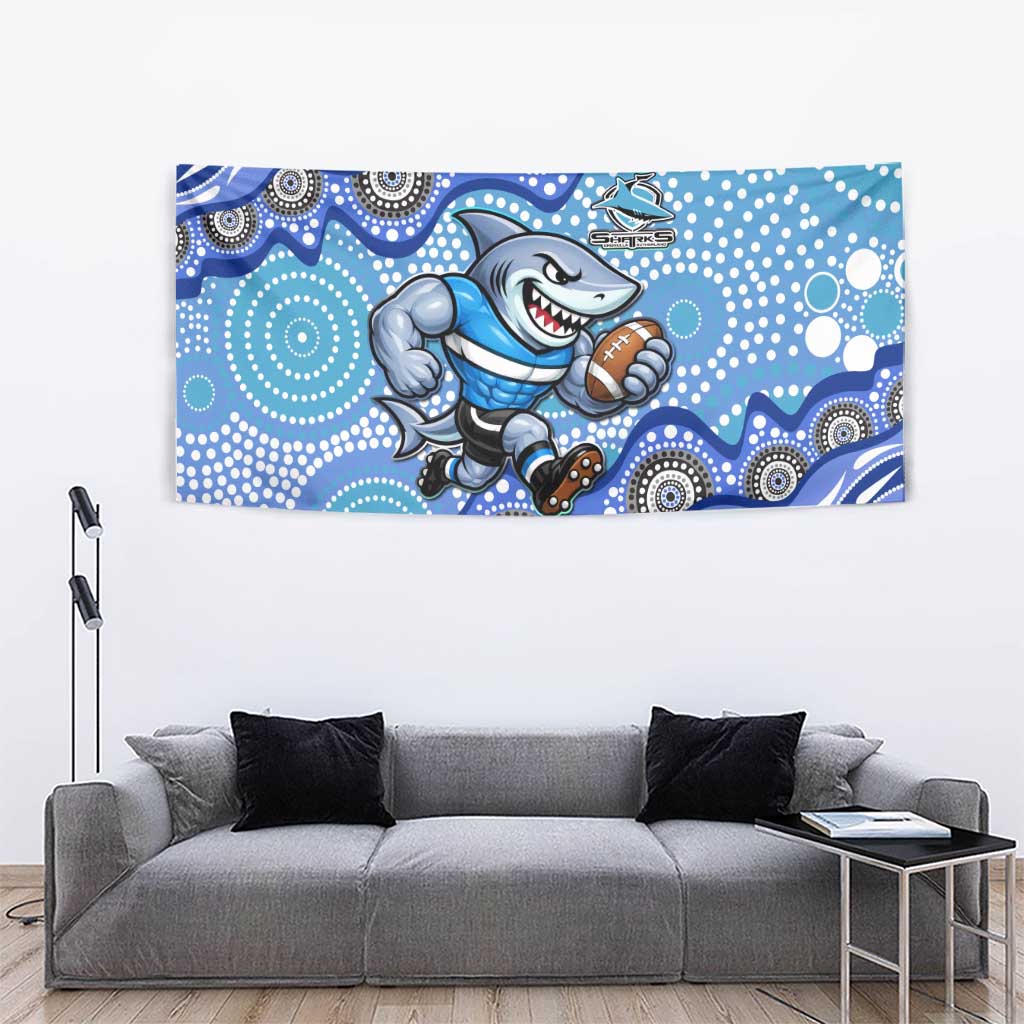 Cronulla Sutherland Sharks Tapestry Aboriginal Dot Pattern - Rugby Mascot Heritage Pride