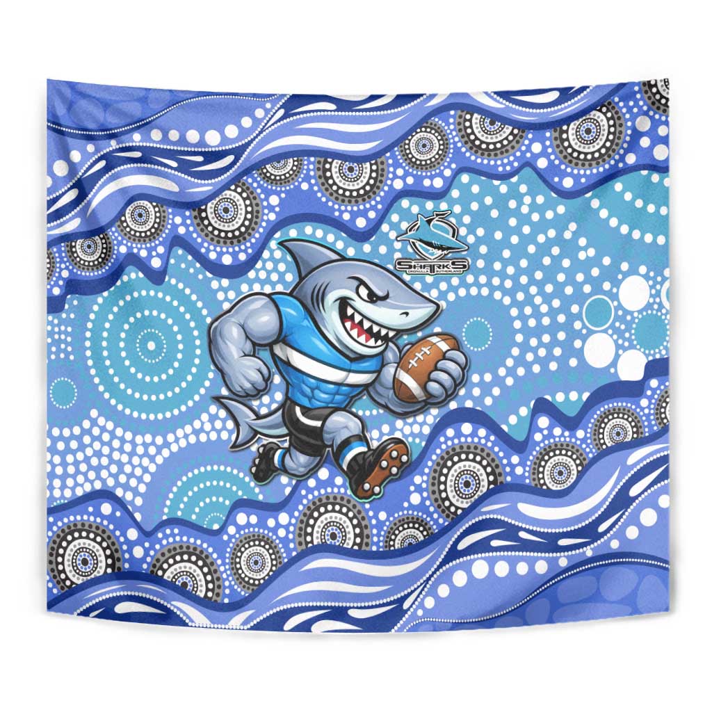 Cronulla Sutherland Sharks Tapestry Aboriginal Dot Pattern - Rugby Mascot Heritage Pride
