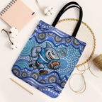 Cronulla Sutherland Sharks Tote Bag Aboriginal Dot Pattern - Rugby Mascot Heritage Pride