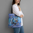 Cronulla Sutherland Sharks Tote Bag Aboriginal Dot Pattern - Rugby Mascot Heritage Pride