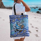 Cronulla Sutherland Sharks Tote Bag Aboriginal Dot Pattern - Rugby Mascot Heritage Pride