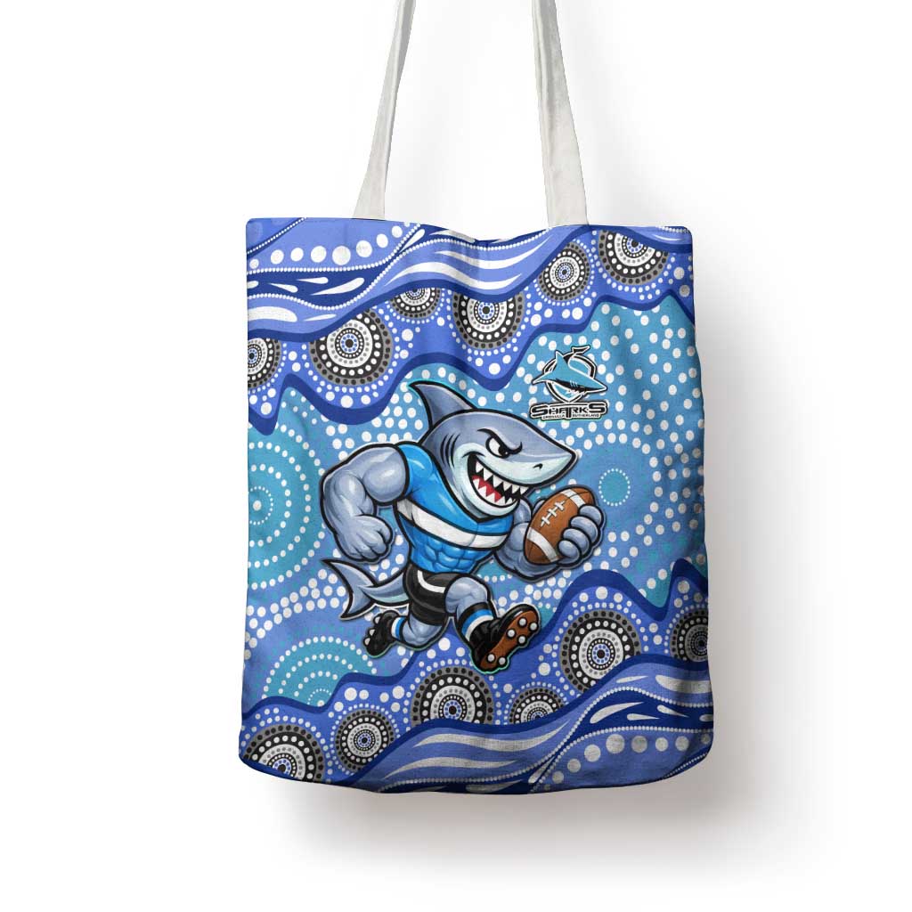 Cronulla Sutherland Sharks Tote Bag Aboriginal Dot Pattern - Rugby Mascot Heritage Pride