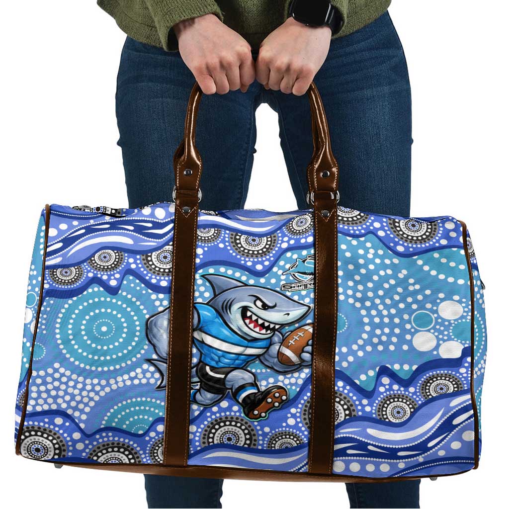 Cronulla Sutherland Sharks Travel Bag Aboriginal Dot Pattern - Rugby Mascot Heritage Pride