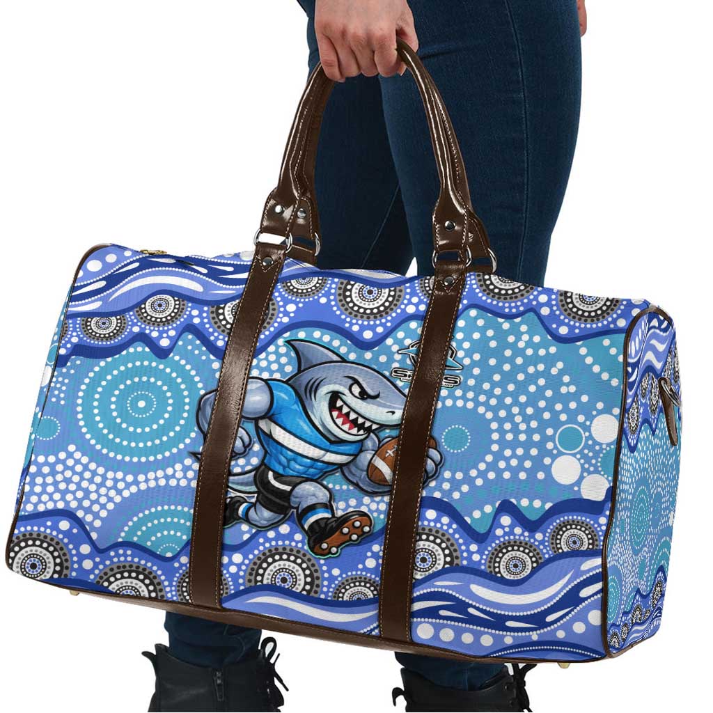 Cronulla Sutherland Sharks Travel Bag Aboriginal Dot Pattern - Rugby Mascot Heritage Pride