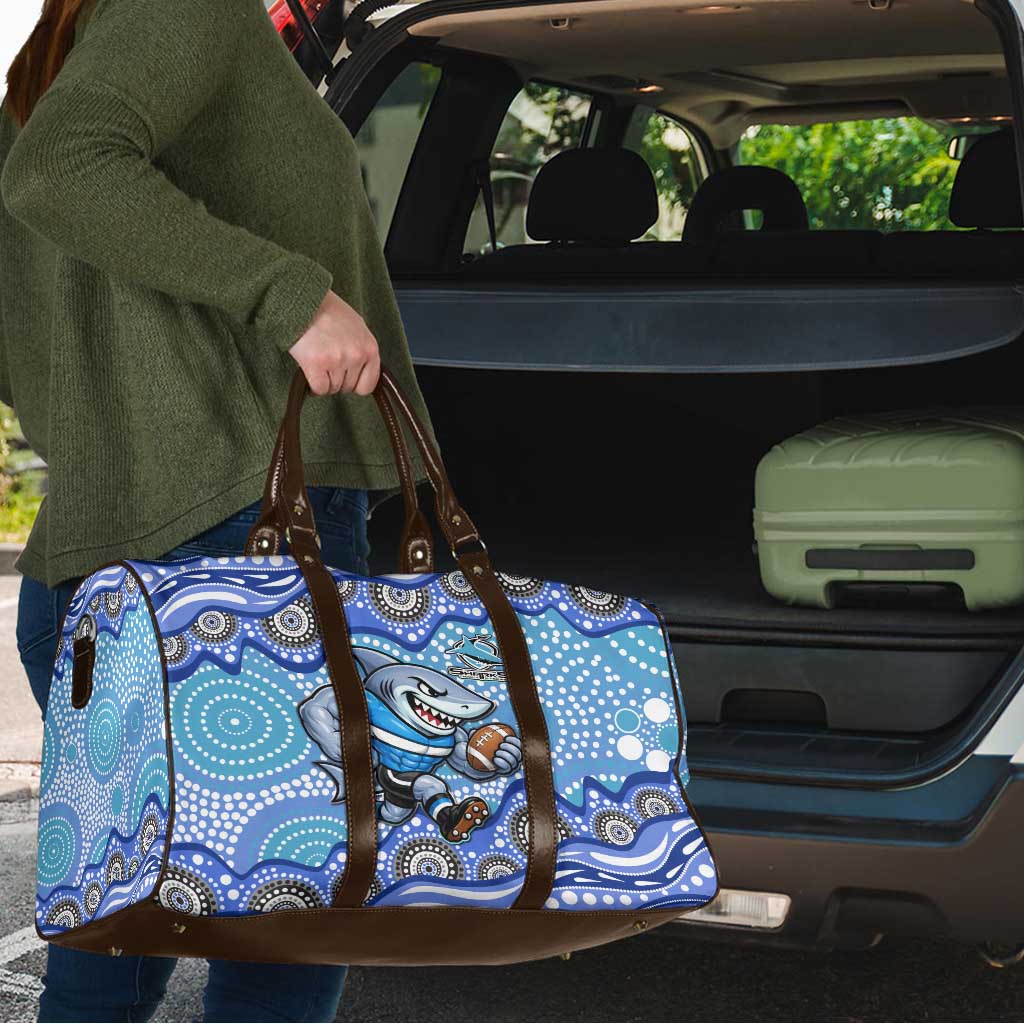 Cronulla Sutherland Sharks Travel Bag Aboriginal Dot Pattern - Rugby Mascot Heritage Pride