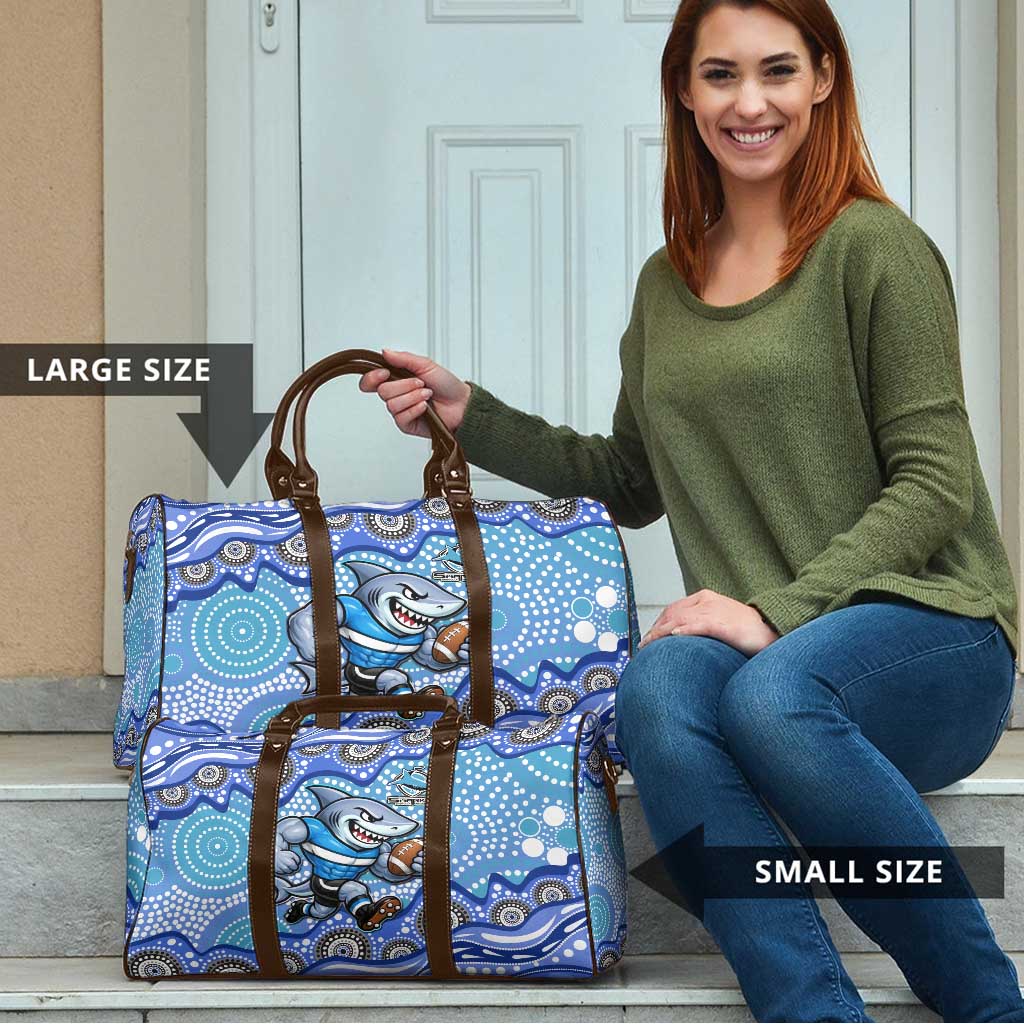 Cronulla Sutherland Sharks Travel Bag Aboriginal Dot Pattern - Rugby Mascot Heritage Pride