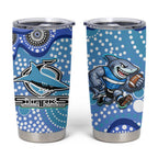 Cronulla Sutherland Sharks Tumbler Cup Aboriginal Dot Pattern - Rugby Mascot Heritage Pride