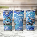 Cronulla Sutherland Sharks Tumbler Cup Aboriginal Dot Pattern - Rugby Mascot Heritage Pride