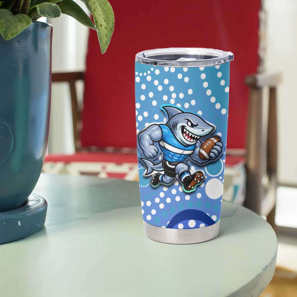 Cronulla Sutherland Sharks Tumbler Cup Aboriginal Dot Pattern - Rugby Mascot Heritage Pride