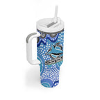 Cronulla Sutherland Sharks Tumbler With Handle Aboriginal Dot Pattern - Rugby Mascot Heritage Pride