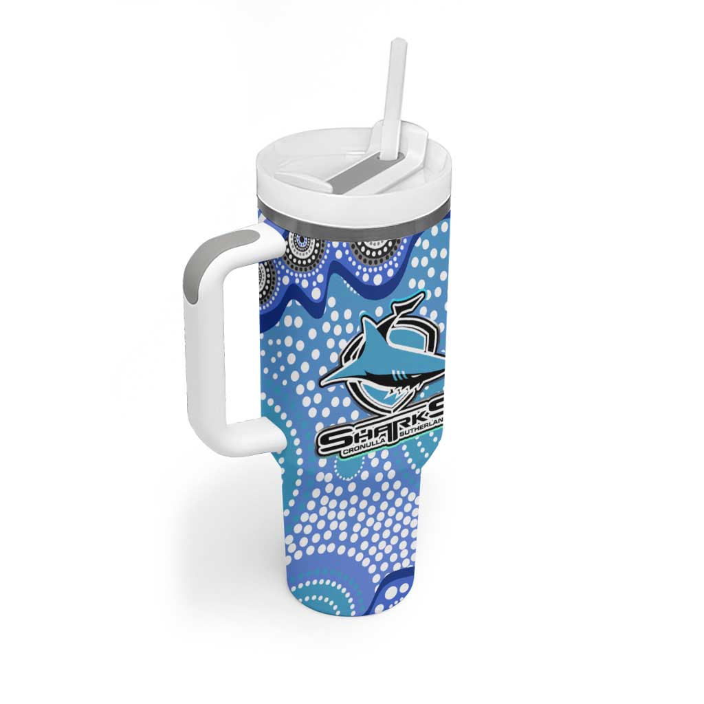 Cronulla Sutherland Sharks Tumbler With Handle Aboriginal Dot Pattern - Rugby Mascot Heritage Pride