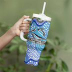 Cronulla Sutherland Sharks Tumbler With Handle Aboriginal Dot Pattern - Rugby Mascot Heritage Pride