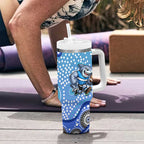 Cronulla Sutherland Sharks Tumbler With Handle Aboriginal Dot Pattern - Rugby Mascot Heritage Pride
