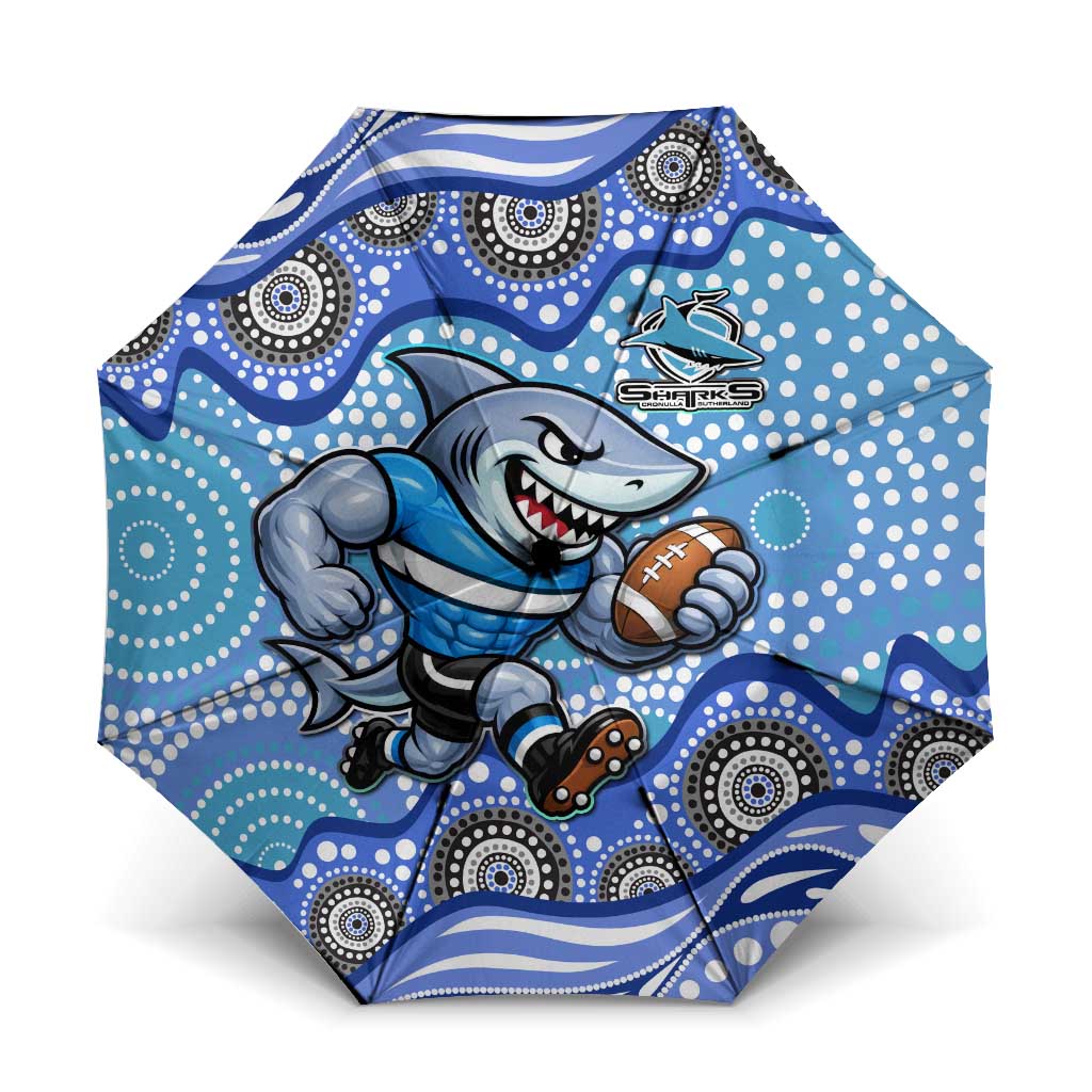 Cronulla Sutherland Sharks Umbrella Aboriginal Dot Pattern - Rugby Mascot Heritage Pride