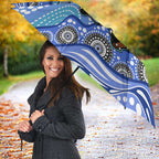 Cronulla Sutherland Sharks Umbrella Aboriginal Dot Pattern - Rugby Mascot Heritage Pride