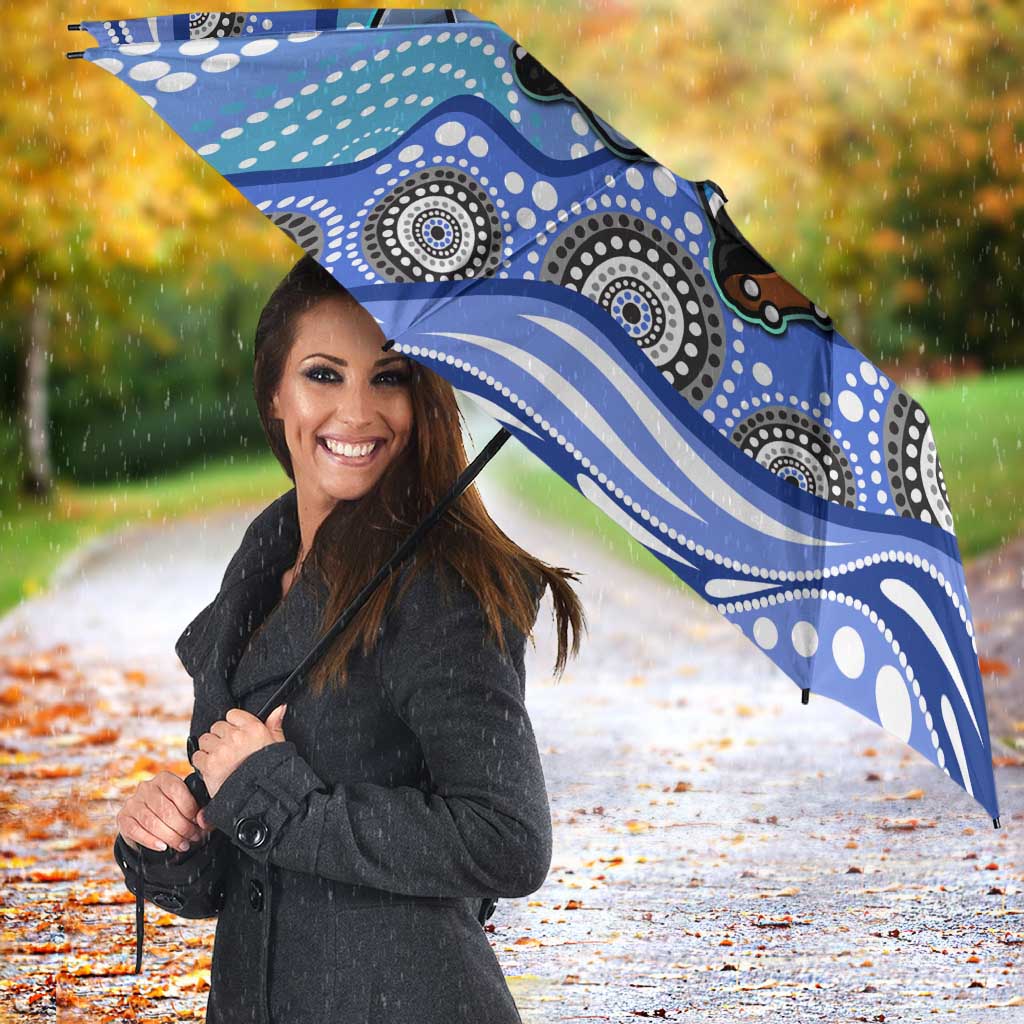Cronulla Sutherland Sharks Umbrella Aboriginal Dot Pattern - Rugby Mascot Heritage Pride