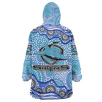 Cronulla Sutherland Sharks Wearable Blanket Hoodie Aboriginal Dot Pattern - Rugby Mascot Heritage Pride