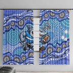 Cronulla Sutherland Sharks Window Curtain Aboriginal Dot Pattern - Rugby Mascot Heritage Pride