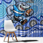 Cronulla Sutherland Sharks Window Curtain Aboriginal Dot Pattern - Rugby Mascot Heritage Pride