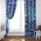 Cronulla Sutherland Sharks Window Curtain Aboriginal Dot Pattern - Rugby Mascot Heritage Pride