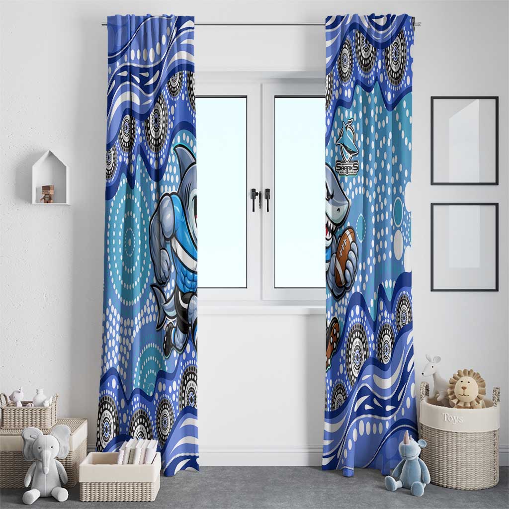 Cronulla Sutherland Sharks Window Curtain Aboriginal Dot Pattern - Rugby Mascot Heritage Pride