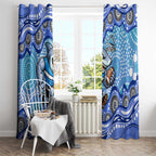 Cronulla Sutherland Sharks Window Curtain Aboriginal Dot Pattern - Rugby Mascot Heritage Pride