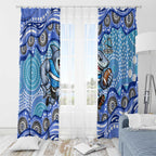 Cronulla Sutherland Sharks Window Curtain Aboriginal Dot Pattern - Rugby Mascot Heritage Pride