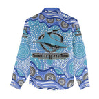 Cronulla Sutherland Sharks Women Casual Shirt Aboriginal Dot Pattern - Rugby Mascot Heritage Pride