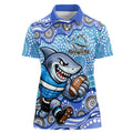 Cronulla Sutherland Sharks Women Polo Shirt Aboriginal Dot Pattern - Rugby Mascot Heritage Pride