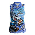 Cronulla Sutherland Sharks Women Sleeveless Polo Shirt Aboriginal Dot Pattern - Rugby Mascot Heritage Pride