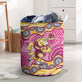 Brisbane Broncos Laundry Basket Aboriginal Dot Pattern - Rugby Mascot Heritage Pride