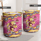 Brisbane Broncos Laundry Basket Aboriginal Dot Pattern - Rugby Mascot Heritage Pride