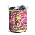 Brisbane Broncos Laundry Basket Aboriginal Dot Pattern - Rugby Mascot Heritage Pride
