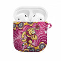 Brisbane Broncos AirPods Case Aboriginal Dot Pattern - Rugby Mascot Heritage Pride