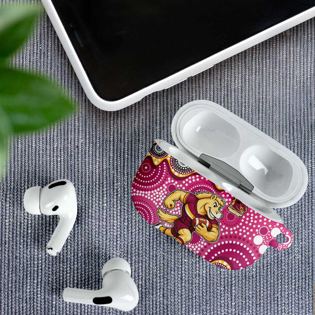 Brisbane Broncos AirPods Case Aboriginal Dot Pattern - Rugby Mascot Heritage Pride
