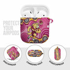 Brisbane Broncos AirPods Case Aboriginal Dot Pattern - Rugby Mascot Heritage Pride