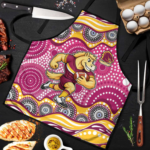 Brisbane Broncos Apron Aboriginal Dot Pattern - Rugby Mascot Heritage Pride
