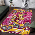 Brisbane Broncos Area Rug Aboriginal Dot Pattern - Rugby Mascot Heritage Pride