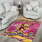 Brisbane Broncos Area Rug Aboriginal Dot Pattern - Rugby Mascot Heritage Pride