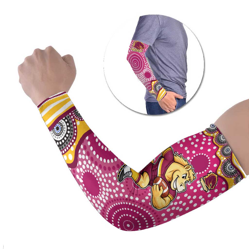 Brisbane Broncos Arm Sleeves Aboriginal Dot Pattern - Rugby Mascot Heritage Pride