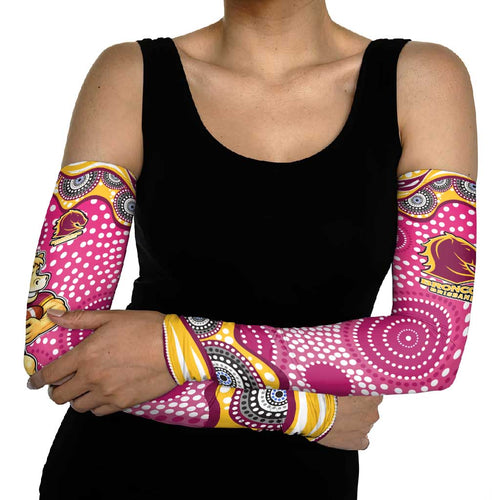 Brisbane Broncos Arm Sleeves Aboriginal Dot Pattern - Rugby Mascot Heritage Pride