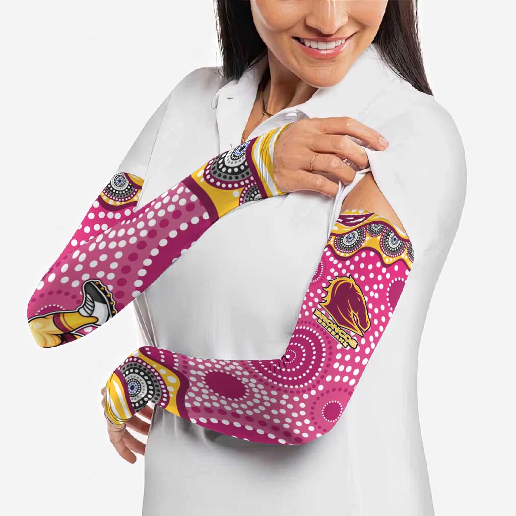 Brisbane Broncos Arm Sleeves Aboriginal Dot Pattern - Rugby Mascot Heritage Pride