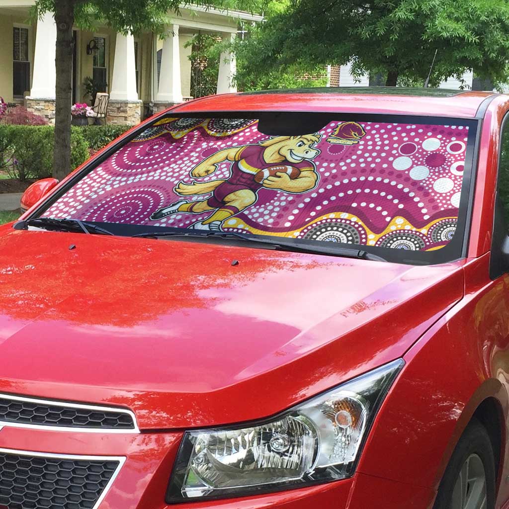 Brisbane Broncos Auto Sun Shade Aboriginal Dot Pattern - Rugby Mascot Heritage Pride