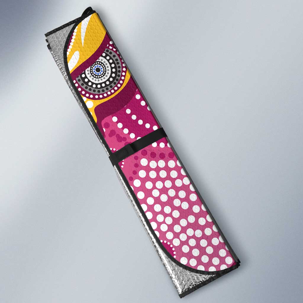 Brisbane Broncos Auto Sun Shade Aboriginal Dot Pattern - Rugby Mascot Heritage Pride