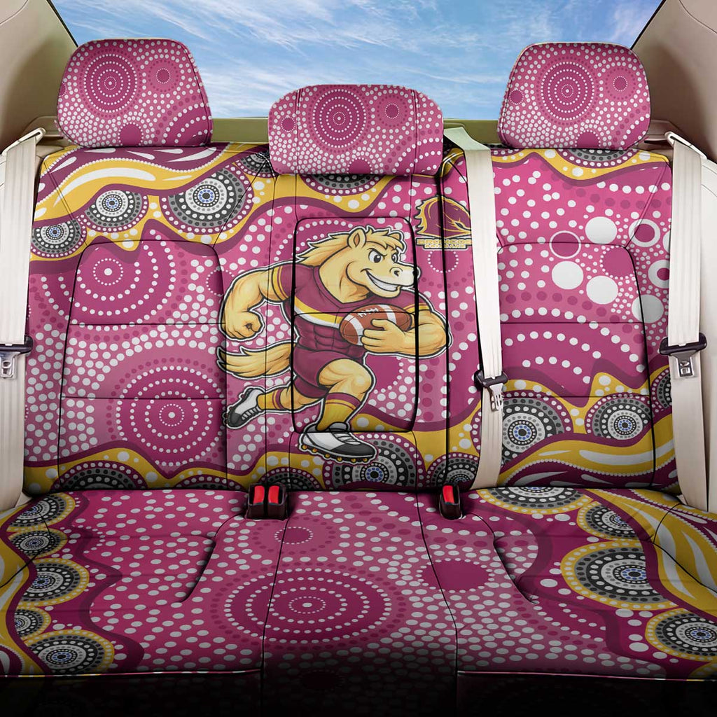 Brisbane Broncos Back Car Seat Cover Aboriginal Dot Pattern - Rugby Mascot Heritage Pride